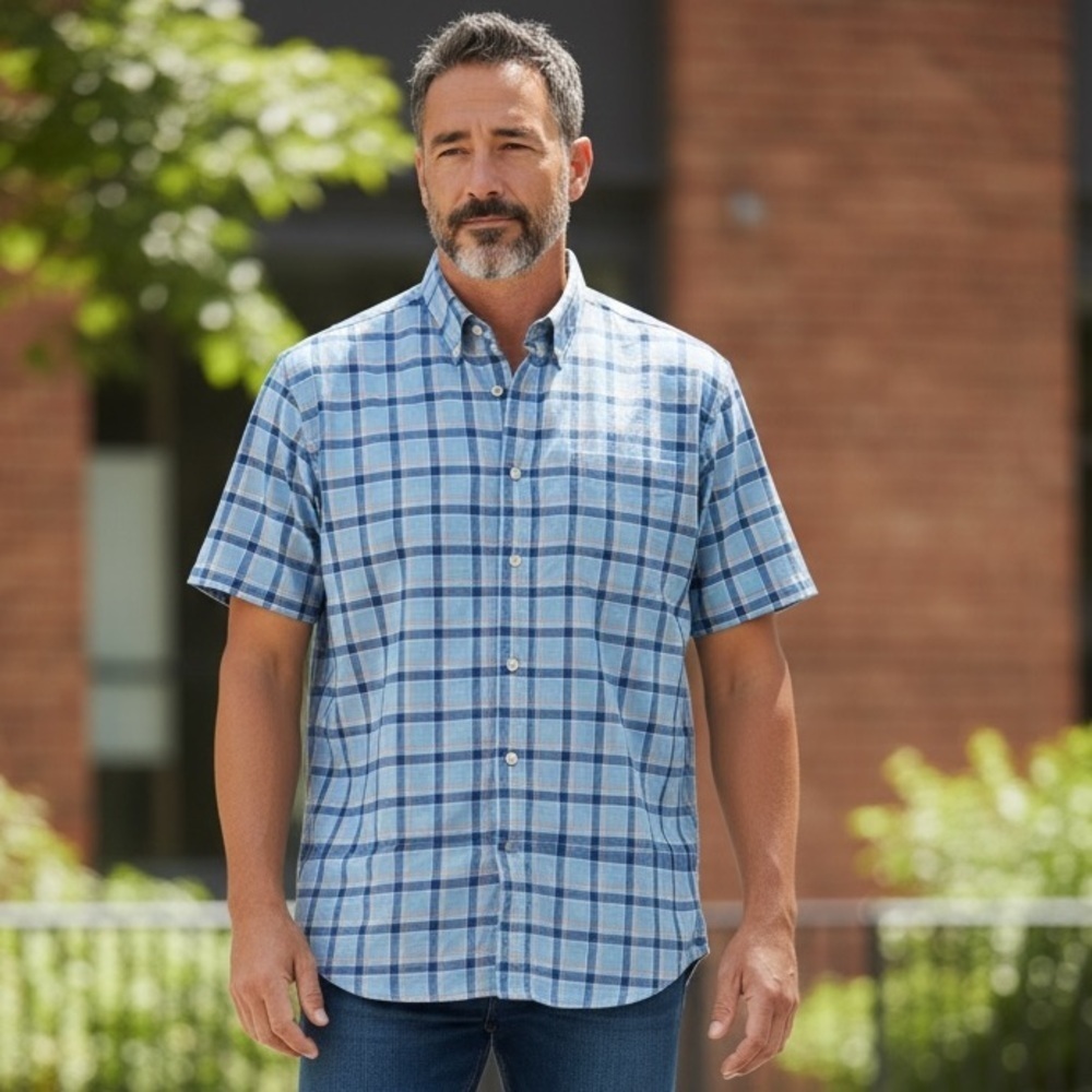 Daniel Cremieux Blue and White Plaid Button Down Shirt